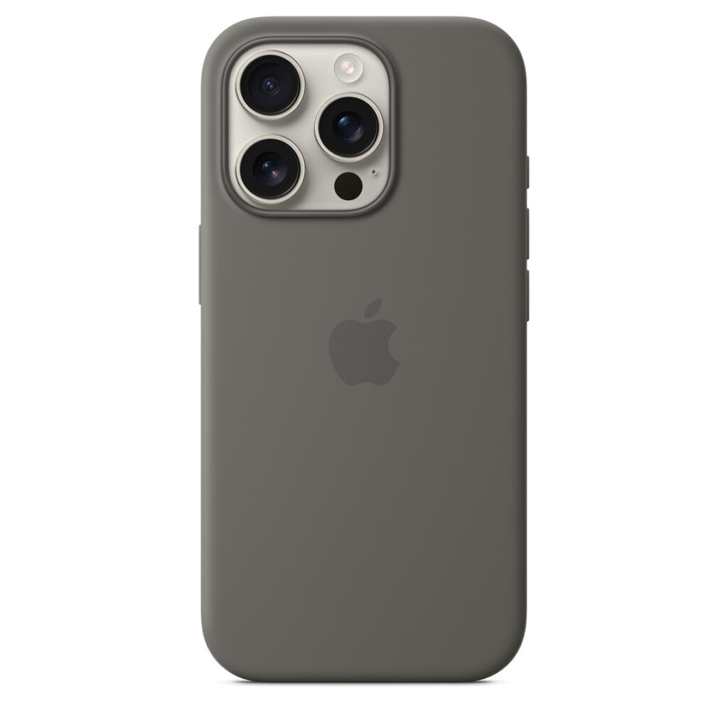 Premium grey silicone case for iPhone 16
