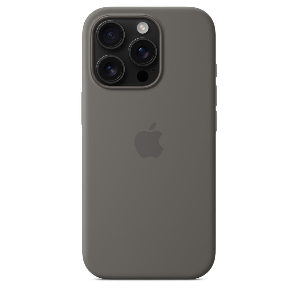 Premium grey silicone case for iPhone 16
