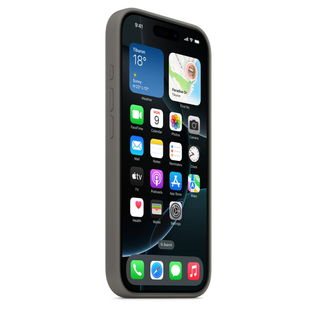Premium grey silicone case for iPhone 16