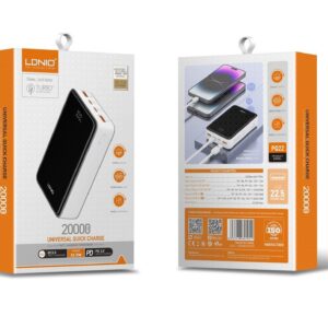 LDNIO PQ22 20000mAh Power Bank – Fast Charging with LED Digital Display