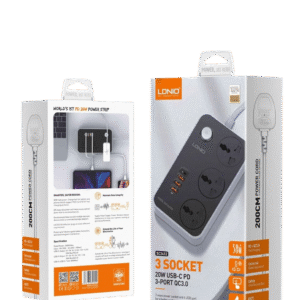 LDNIO SC3412 Universal Socket with 3 AC Outlets, with Switch Control, Socket Extension with PD&QC USB for Phone to Fast Charge ; 2500W Total