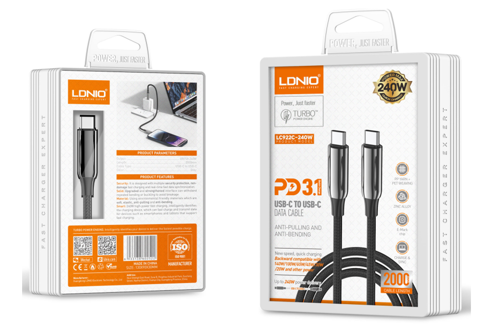 LDNIO LC922c 240W Fast Charging Cable Type C to type C 2M