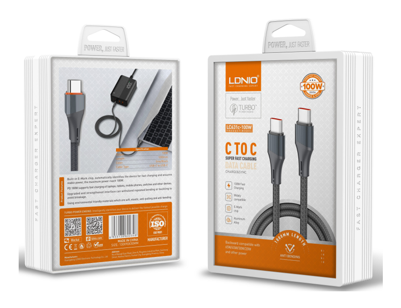 LDNIO LC631C USB C PD 100W USB C Type C Cable Fast Charging Data Cable for Iphone & Samsung Charging Cable